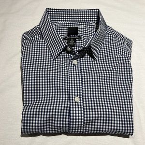 H&M Men’s Blue Plaid Slim Fit Long Sleeve Button Up Shirt Size Large